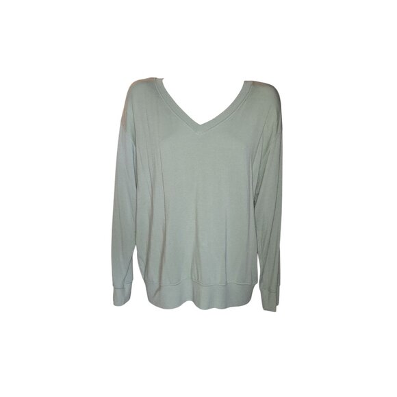 Magaschoni Sage Green Modal Blend V-Neck Long Sleeve Pullover Sweater L - Picture 1 of 5
